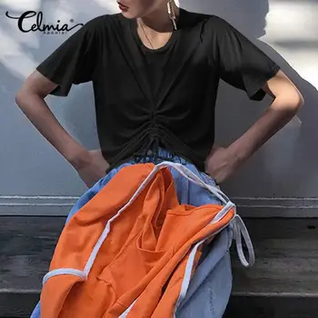 Celmia 5XL Plus Size Summer Women Short Sleeve Round Neck Tops Drawstring Sexy Casual Loose Bloouse Solid Pleated Blusas Mujer
Celmia 5XL Plus Size Summer Women Short Sleeve Round Neck Tops Drawstring Sexy Casual Loose Bloouse Solid Pleated Blusas Mujer
