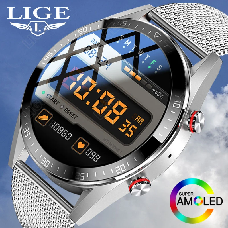 LIGE Men Smart Watch 454*454 HD AMOLED Screen Bluetooth Call Watch Sports Smart Watches Local Music Smartwatch For Mens Android
LIGE Men Smart Watch 454*454 HD AMOLED Screen Bluetooth Call Watch Sports Smart Watches Local Music Smartwatch For Mens Android