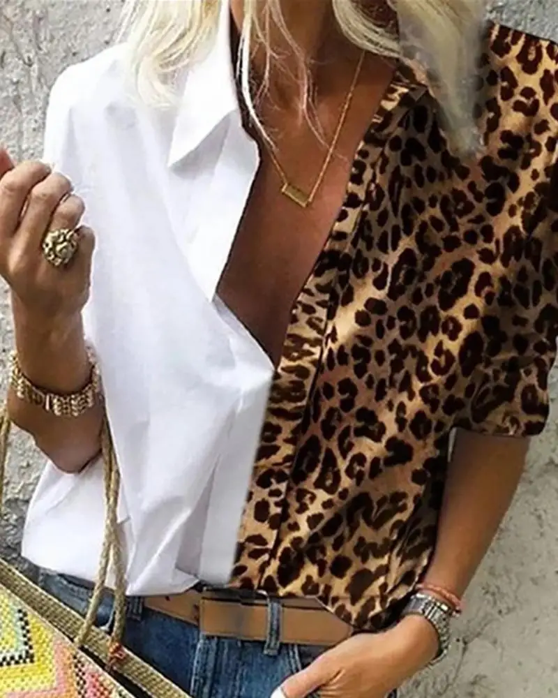 2020 Fashion Elegant Casual Long Sleeve Buttoned Leopard Print Blouse Woman Autumn Cheetah Print Colorblock Buttoned Shirt
2020 Fashion Elegant Casual Long Sleeve Buttoned Leopard Print Blouse Woman Autumn Cheetah Print Colorblock Buttoned Shirt