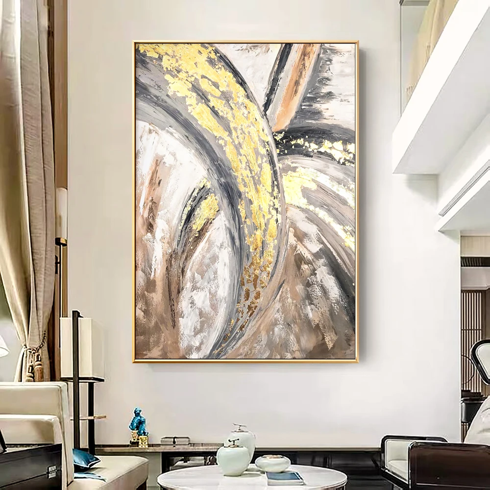 Handmade Abstract Gold Foil Oil Painting Large Wall Art Modern Canvas Painting Home Office Wall Decor Painting 100%Hand Painted
Handmade Abstract Gold Foil Oil Painting Large Wall Art Modern Canvas Painting Home Office Wall Decor Painting 100%Hand Painted