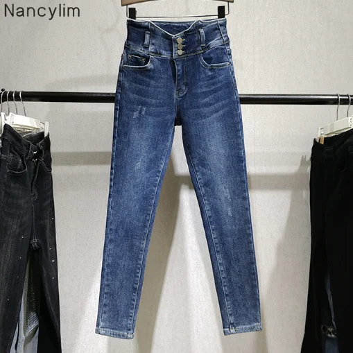 Plus Thick Velvet High-Waist Jeans Women's 2019 New Winter Jeans Warm Pants Slim Pencil Pants Femme Ladies Blue Plus Size
Plus Thick Velvet High-Waist Jeans Women's 2019 New Winter Jeans Warm Pants Slim Pencil Pants Femme Ladies Blue Plus Size