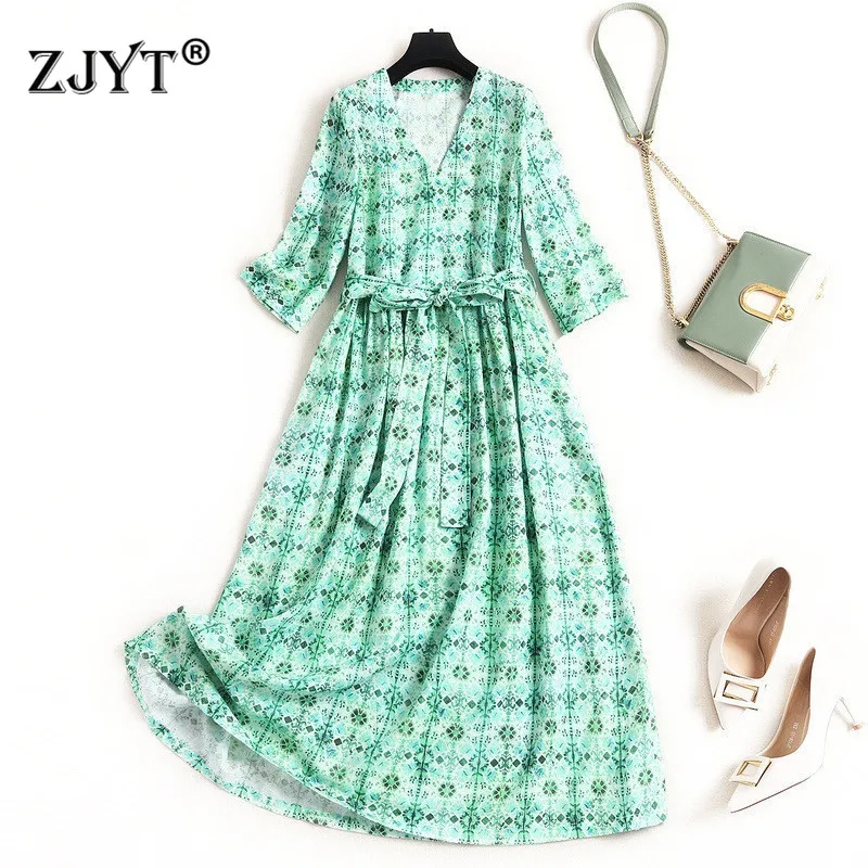 Women Cotton Linen Dress Spring 2020 New Fashion Designers V Neck Lace Up Floral Print Midi Casual Dress Female
Women Cotton Linen Dress Spring 2020 New Fashion Designers V Neck Lace Up Floral Print Midi Casual Dress Female