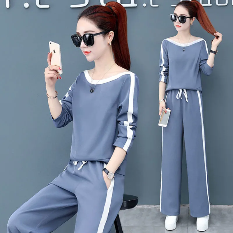2020 spring New Goddess style split wide leg pants suit Korean large size slim loose casual sports suit
2020 spring New Goddess style split wide leg pants suit Korean large size slim loose casual sports suit