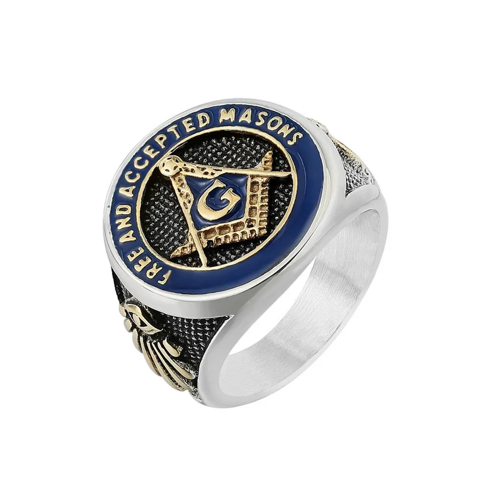 Фото Мужские кольца без выцветания мужские знаки Золотая масонская | Кольца (4000670993345)