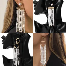 Vintage Imitation Pearl Heart Long Tassel Drop Earrings Statement Jewelry for Women Metal Pearls Fringed Dangle Earring Gift
Vintage Imitation Pearl Heart Long Tassel Drop Earrings Statement Jewelry for Women Metal Pearls Fringed Dangle Earring Gift