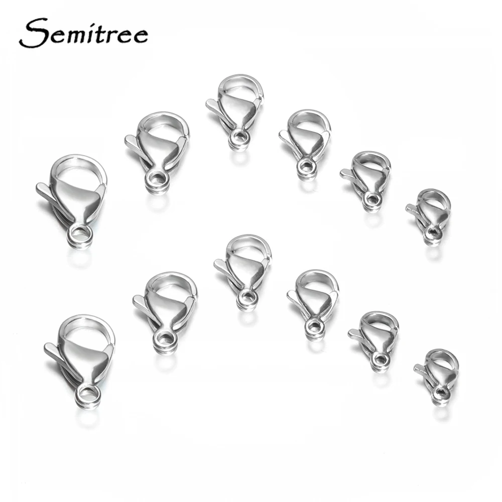 Semitree 50Pcs/Lot Stainless Steel 9/10/11/12/13/15mm Lobster Clasps Hooks Connector for DIY Jewelry Findings Materials Supplies
Semitree 50Pcs/Lot Stainless Steel 9/10/11/12/13/15mm Lobster Clasps Hooks Connector for DIY Jewelry Findings Materials Supplies