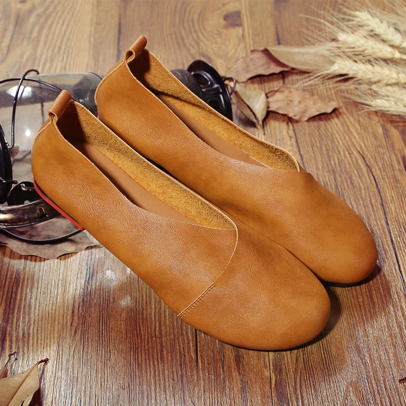 Женские прогулочные туфли в стиле ретро оригинальные на плоской мягкой подошве с