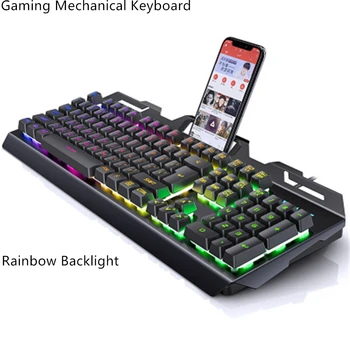 Mechanical Keyboard Backlight Wired USB Mechanical Feel Gaming RGB Keyboards 104Keys For Tablet Desktop PC With Phone Holder
Mechanical Keyboard Backlight Wired USB Mechanical Feel Gaming RGB Keyboards 104Keys For Tablet Desktop PC With Phone Holder