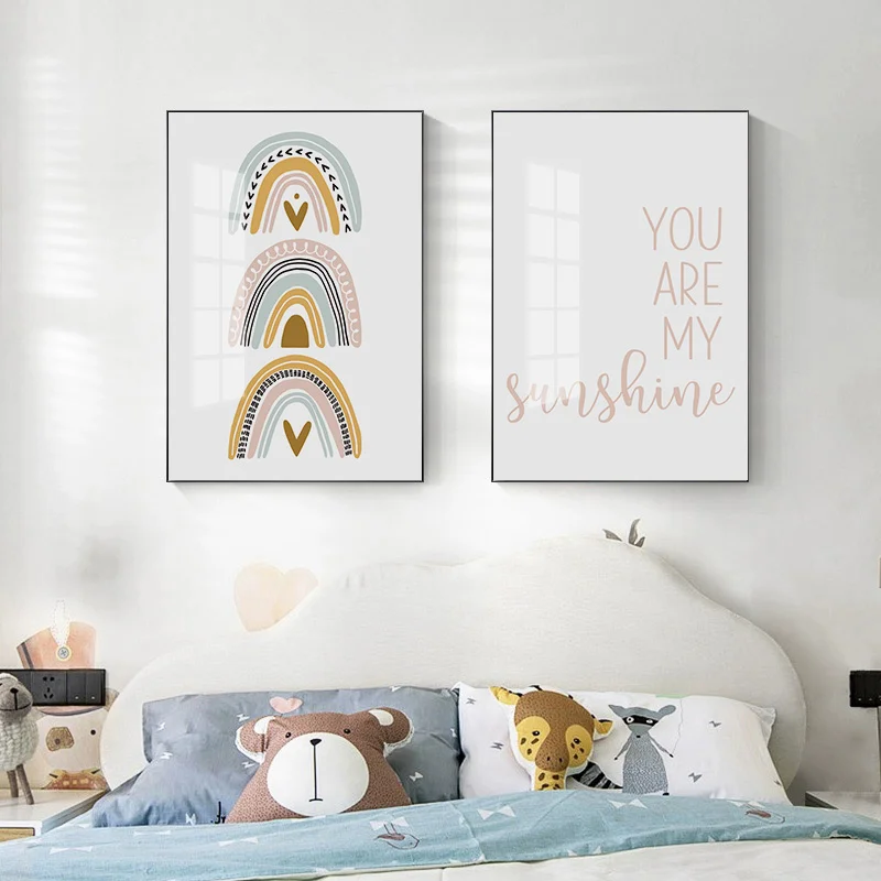 Nordic simple cartoon rainbow love children room kindergarten model room warm decorative picture picture printing
Nordic simple cartoon rainbow love children room kindergarten model room warm decorative picture picture printing