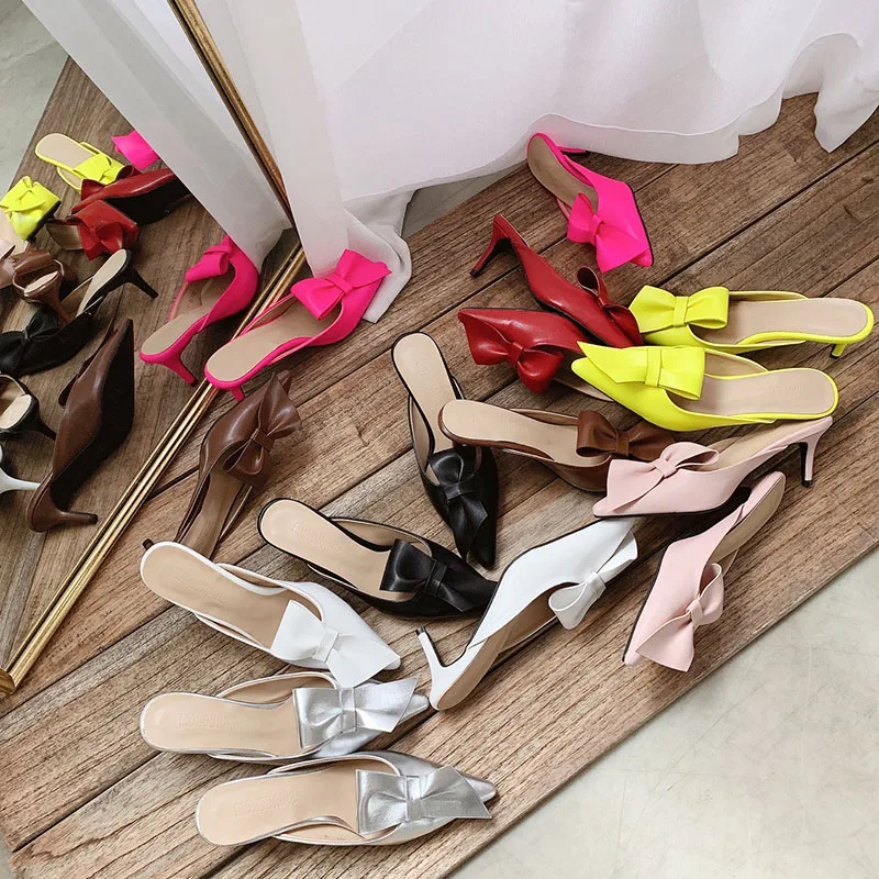 Tip-toed high-heeled bow slippers for women in summer wearing thin-heeled Baotou semi-slippers for women's shoes in 2019
Tip-toed high-heeled bow slippers for women in summer wearing thin-heeled Baotou semi-slippers for women's shoes in 2019