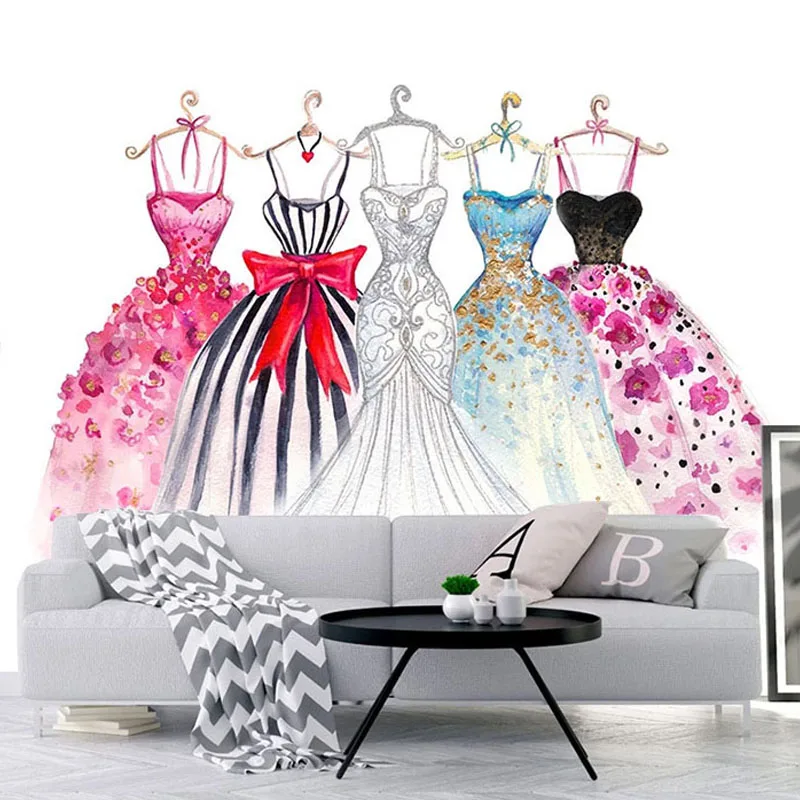 

Самоклеящиеся обои Aelf на заказ, 3D Ручная роспись, цвет, свадебное платье, фото, настенные фрески, магазин одежды, стикеры для гостиной