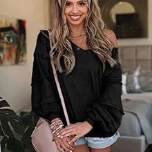 Women's Winter Sweater Casual Fashion Trend Commuter Style Solid Color Lantern Sleeves Warm Loose Thin Stitching Knitted Top 
Women's Winter Sweater Casual Fashion Trend Commuter Style Solid Color Lantern Sleeves Warm Loose Thin Stitching Knitted Top