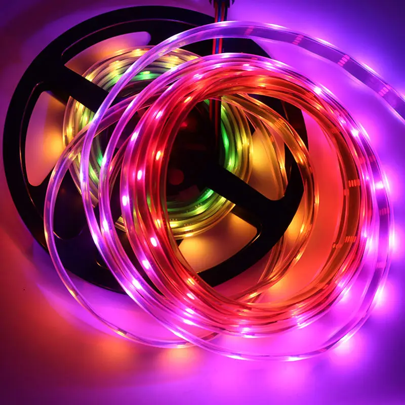 APA102 Smart led pixel strip light 5m/lot;DC5V 30/60 leds/pixels/m;DATA and CLOCK seperately;IP30/IP65/IP67;SK9822 led strip
APA102 Smart led pixel strip light 5m/lot;DC5V 30/60 leds/pixels/m;DATA and CLOCK seperately;IP30/IP65/IP67;SK9822 led strip
