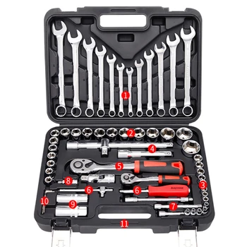 94 Pcs Set Hand Tool Set General Household Hand Tool Kit with Plastic Toolbox Storage Case Socket Wrench Screwdriver 72 Ratchet
94 Pcs Set Hand Tool Set General Household Hand Tool Kit with Plastic Toolbox Storage Case Socket Wrench Screwdriver 72 Ratchet