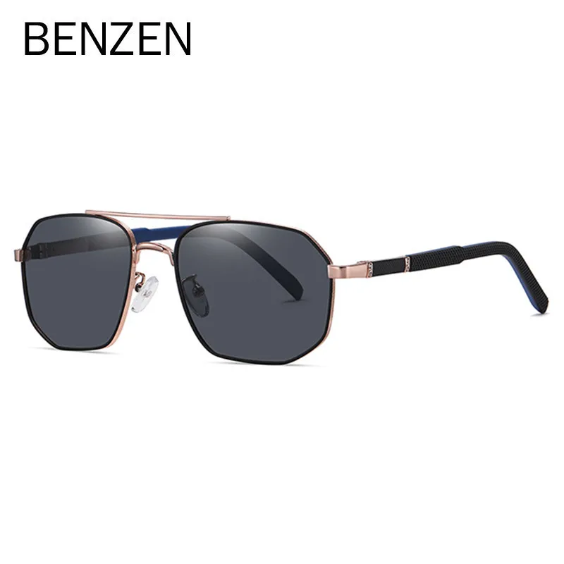 

Солнцезащитные очки BENZEN мужские в металлической оправе, квадратные Поляризационные солнечные аксессуары для вождения, с защитой от ультрафиолета, 9619