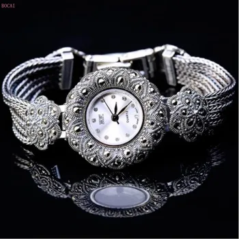 2020 new fashion jewelry Thai silver S925 pure silver Thai craft plum blossom women and men's Bracelet Watch for mwn and women 
2020 new fashion jewelry Thai silver S925 pure silver Thai craft plum blossom women and men's Bracelet Watch for mwn and women