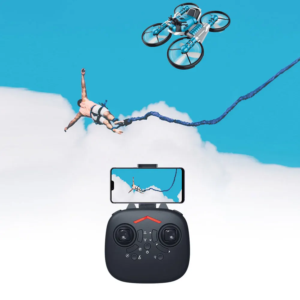 WiFi FPV RC Drone 2 in 1 Foldable Motorcycle Helicopter with 0.3MP Camera Altitude Hold RC Quadcopter Toy For Kids Best Gift
WiFi FPV RC Drone 2 in 1 Foldable Motorcycle Helicopter with 0.3MP Camera Altitude Hold RC Quadcopter Toy For Kids Best Gift