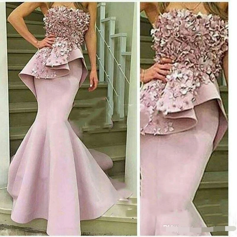 Mermaid Evening Dress 2019 with 3D floral Applique Strapless Flowers Long Prom Dresses Robe De Soiree Special Occasion Gown
Mermaid Evening Dress 2019 with 3D floral Applique Strapless Flowers Long Prom Dresses Robe De Soiree Special Occasion Gown