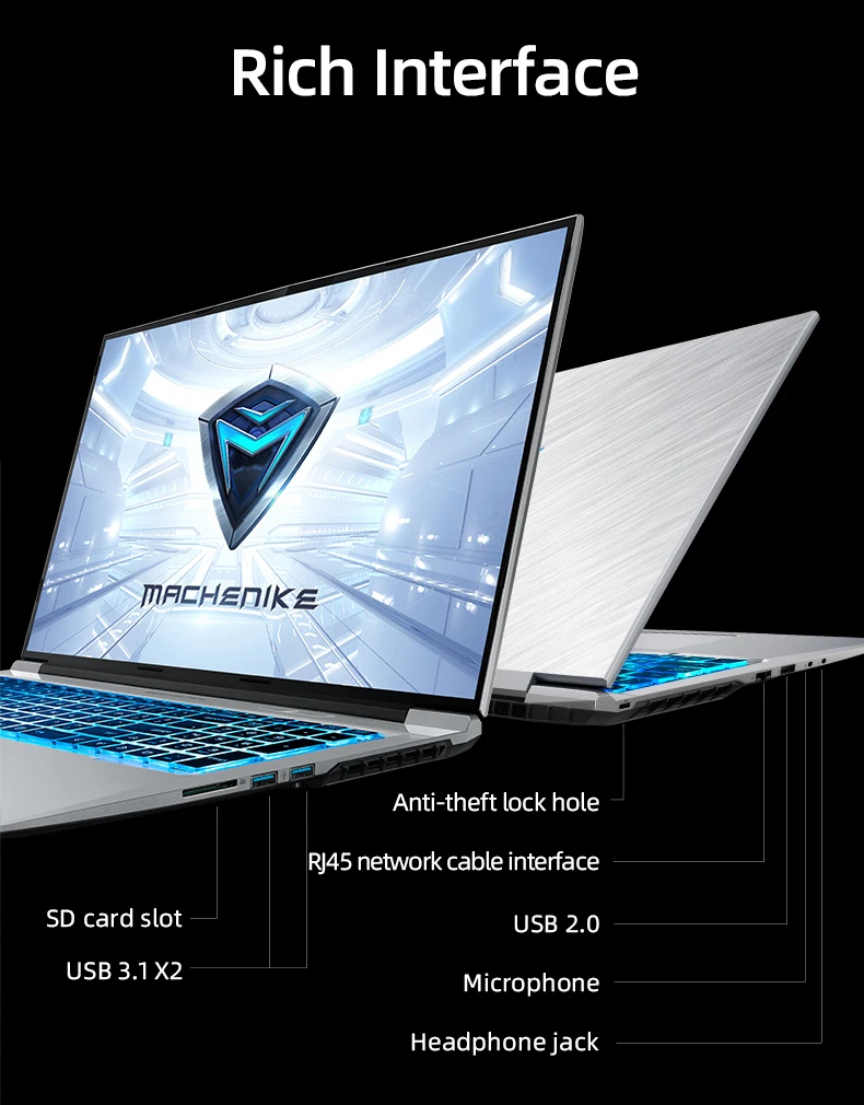Machenike Gaming laptop T90-Plus 17.3‘’ 144Hz RTX 2060 i7 10750H 16GB 512SSD IPS 72% NTSC Ultra Border Intel Gaming Laptops