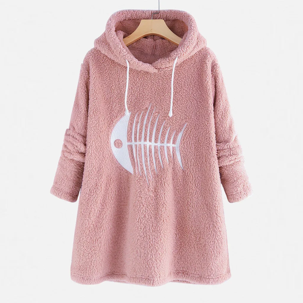 Autumn Fish Bone Print Plush Women Sweatshirt Long Sleeve Pullovers Oversize Hoodies Women Casual Warm Winter Coats
Autumn Fish Bone Print Plush Women Sweatshirt Long Sleeve Pullovers Oversize Hoodies Women Casual Warm Winter Coats