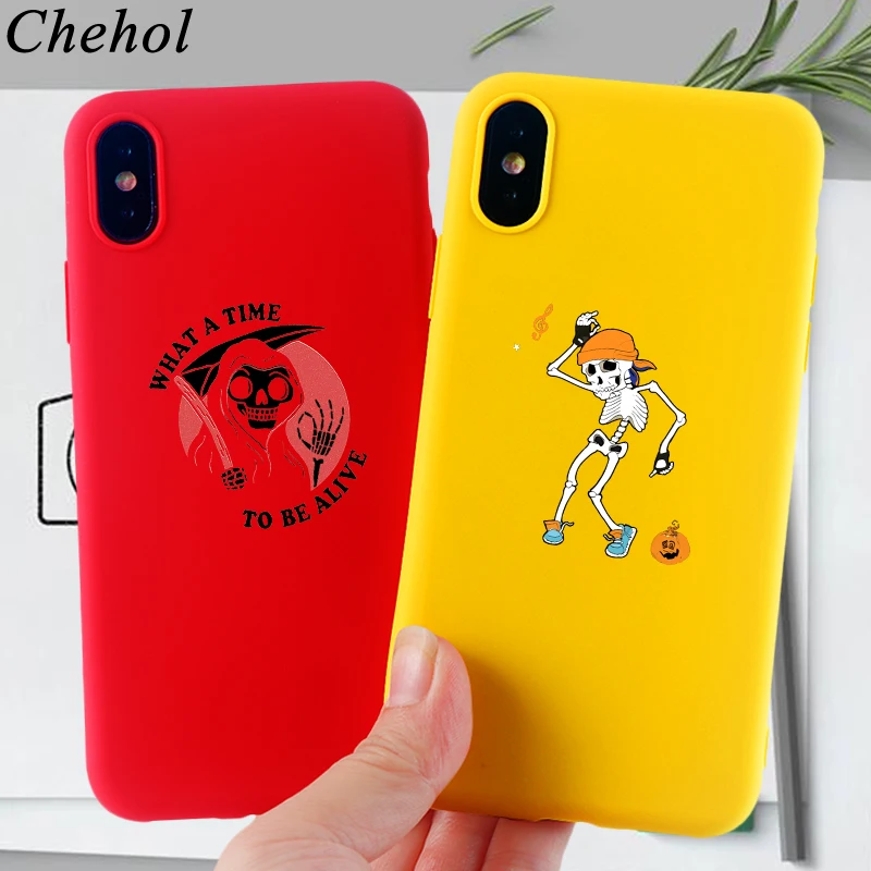 Забавные чехлы для телефонов на Хэллоуин IPhone X XS MAX XR 8 7 6s Plus чехол с черепом танцев