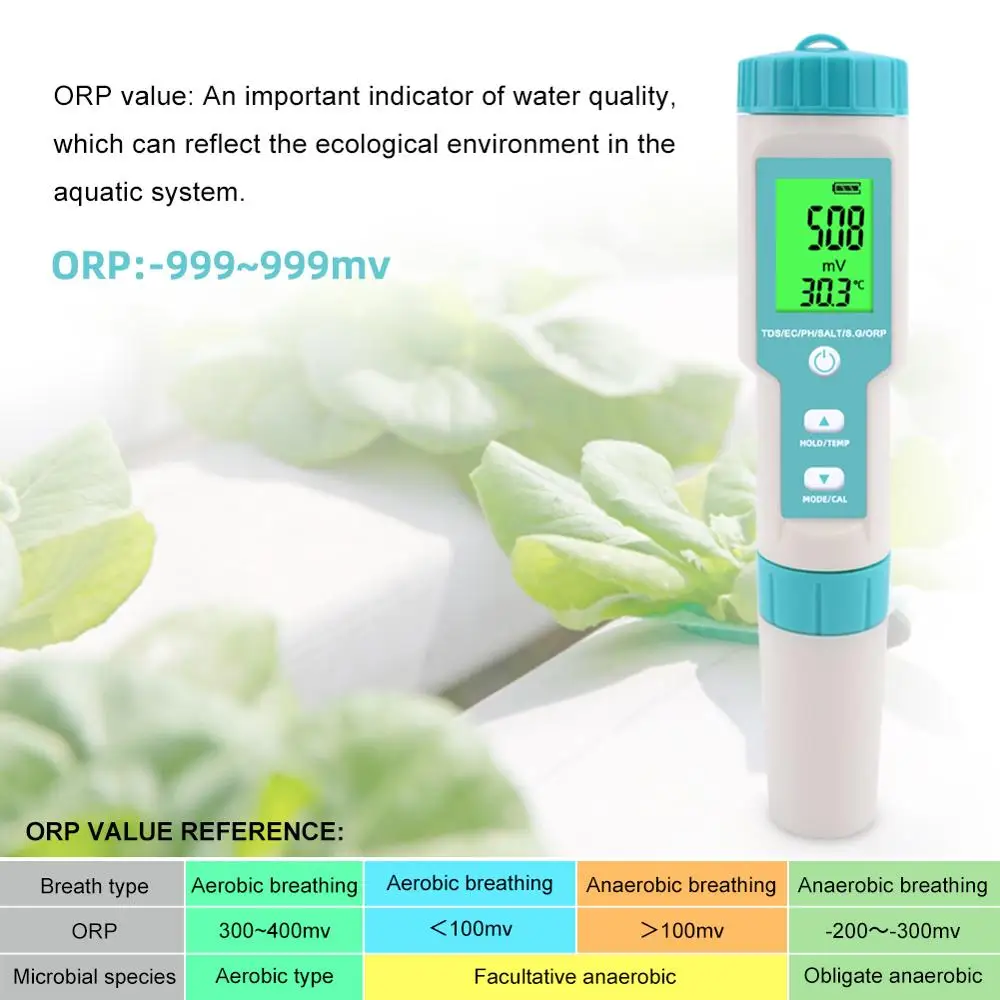 Новинка 7 в 1 PH/TDS/EC/ORP/соленость/S. G/измеритель температуры C 600 тестер качества воды