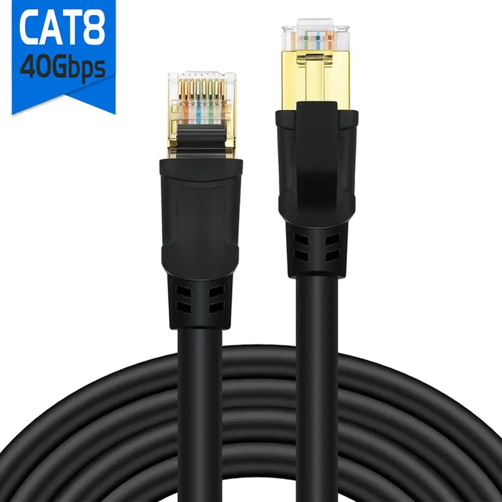 Cat8 Ethernet Cable(3.3-33Ft.) 26AWG Network Cable 40Ghbps, 2000MHz, Gold Plated RJ45 Connenctors, for Router, Xbox, Modem
Cat8 Ethernet Cable(3.3-33Ft.) 26AWG Network Cable 40Ghbps, 2000MHz, Gold Plated RJ45 Connenctors, for Router, Xbox, Modem