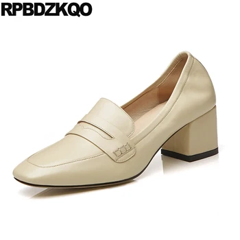 chunky size 4 34 brand genuine leather pumps ladies shoes square toe medium heels thick china black closed high block 2019 women 
chunky size 4 34 brand genuine leather pumps ladies shoes square toe medium heels thick china black closed high block 2019 women