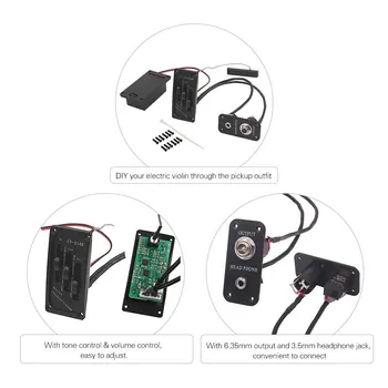 Electric Violin Pickup Adjustable Piezo Preamp Accessory with Active Tone System 
Electric Violin Pickup Adjustable Piezo Preamp Accessory with Active Tone System