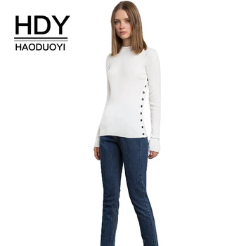 HDY Haoduoyi Autumn Thin Pullover Stylish Simplicity Side Metal Button Solid Color Round Neck Pullover Long Sleeve Sweater
HDY Haoduoyi Autumn Thin Pullover Stylish Simplicity Side Metal Button Solid Color Round Neck Pullover Long Sleeve Sweater