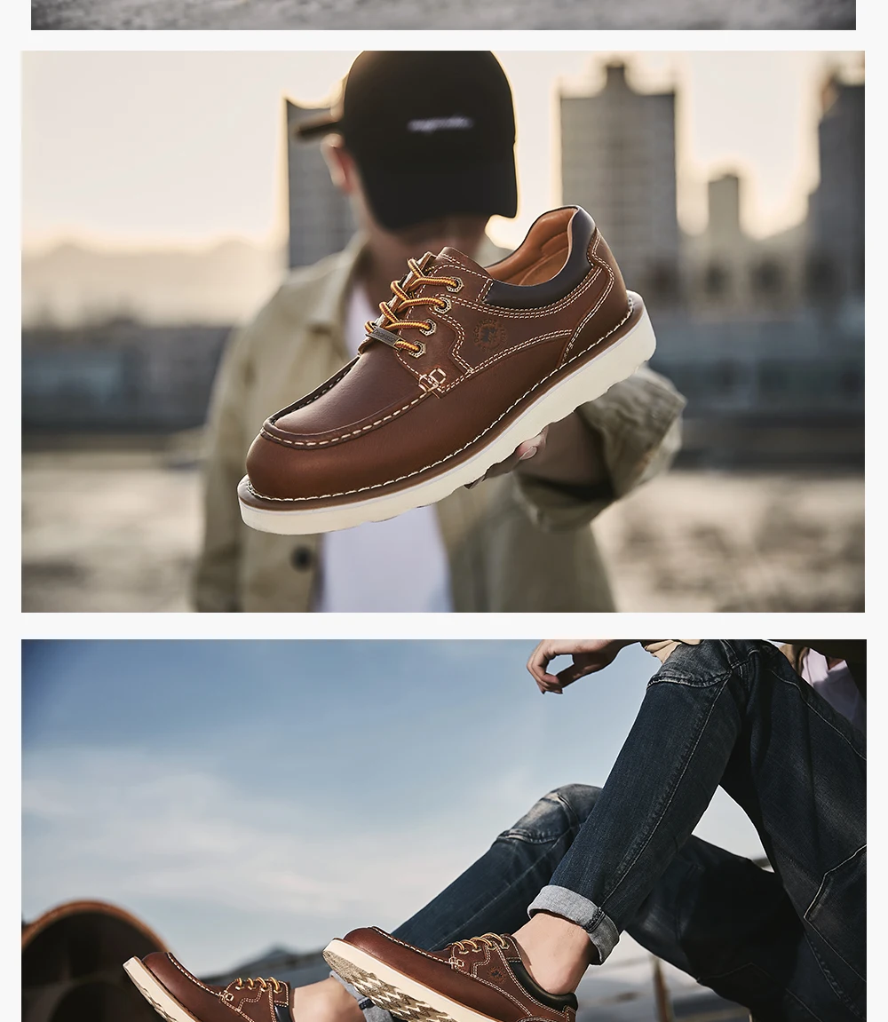 DECARSDZ Genuine leather Men Shoes Autumn New Comfy Lace-up Men Casual Shoes Man outdoor Durable outsole Men's Shoes Size 38-45