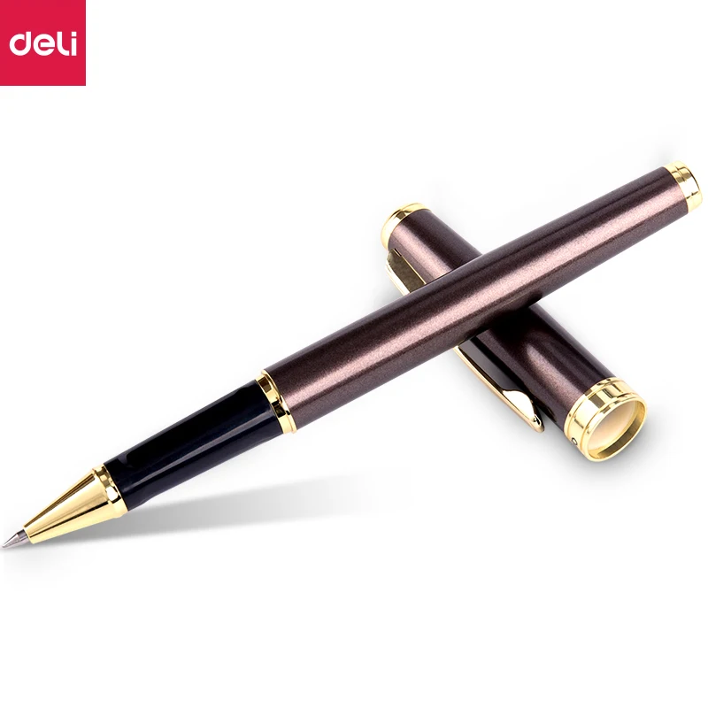 

Deli Metal Gel Pen Sgin Pens 0.55MM Black Ink Gift Box Aluminum Alloy Pen for Office Students Business Pens