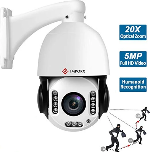 

IMPORX 5MP 20X HD 2592*1944P Wireless People Humanoid Recognition Auto Tracking H.265 Wifi PTZ IP Camera IR 100M Security Camera