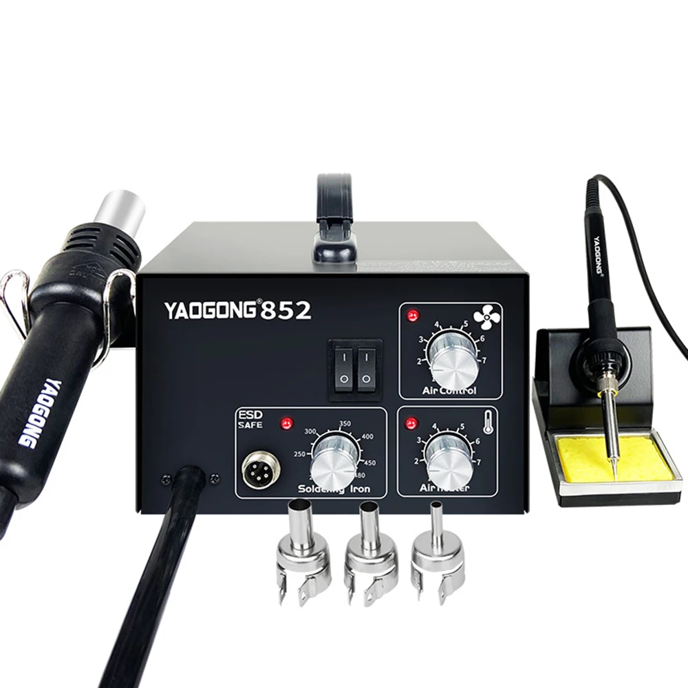 Anti-static DC Hot Air Desoldering Station YAOGONG 852 2-in-1 Adjustable Constant Temperature High-pressure Air Pump
Anti-static DC Hot Air Desoldering Station YAOGONG 852 2-in-1 Adjustable Constant Temperature High-pressure Air Pump