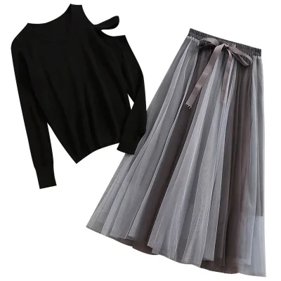 Amolapha Women Off Shoulder Knit Sweaters Pullovers+Elastic Mesh Patchwork Skirts 2PCS Set Knit Maxi Skirts Suit
Amolapha Women Off Shoulder Knit Sweaters Pullovers+Elastic Mesh Patchwork Skirts 2PCS Set Knit Maxi Skirts Suit