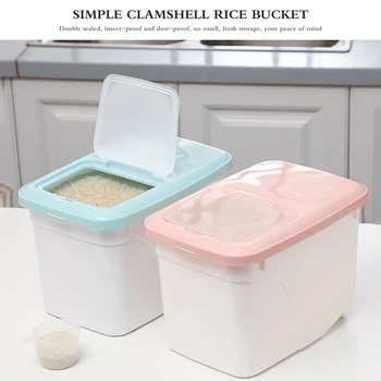 

Plastic Food Kitchen Container Jars Sealed Crisper Grains Tank Storage Kitchen Sorting Rice Storage Box 10kg 6kg