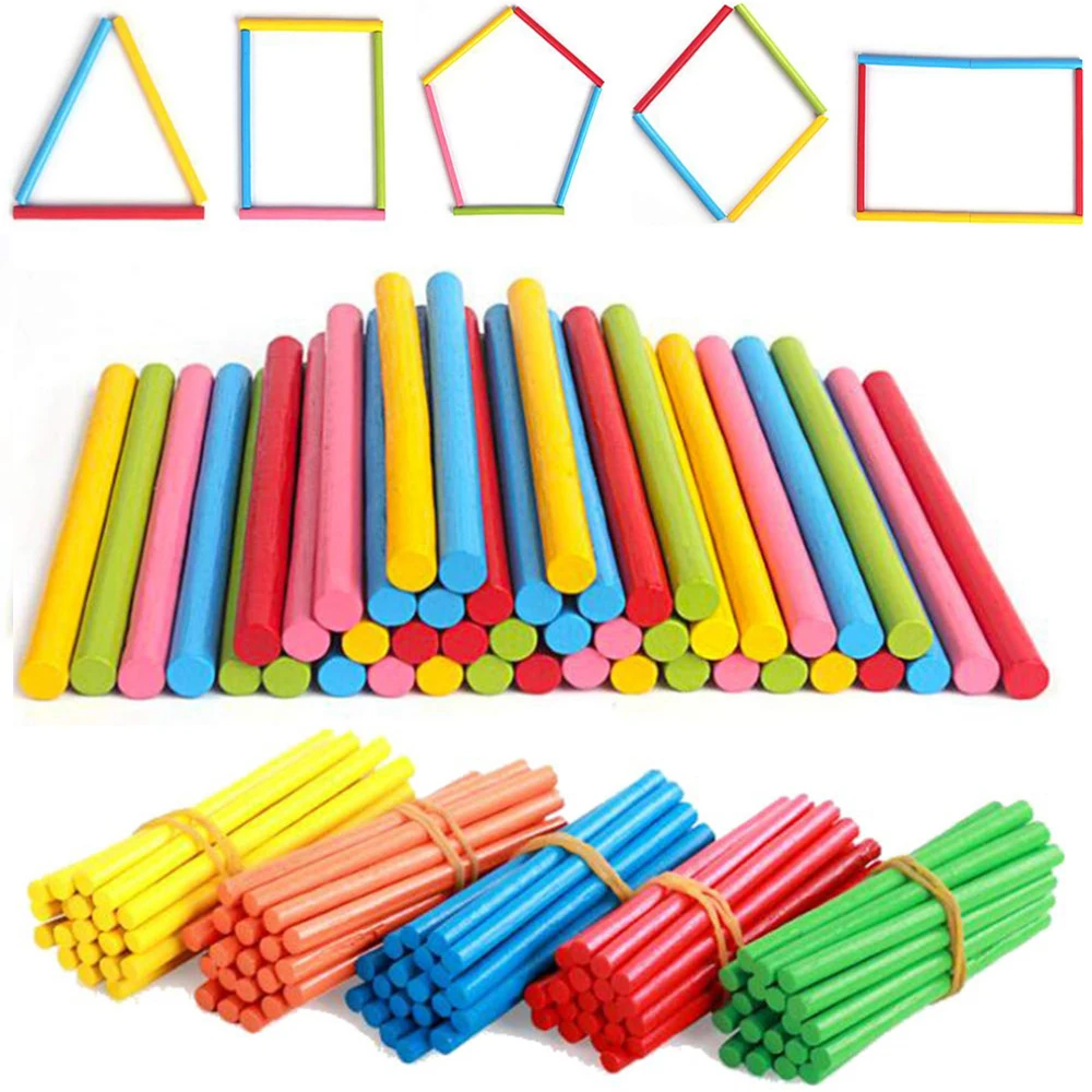 

100pcs Colorful Bamboo Counting Sticks Mathematics Montessori Teaching Aids Counting Rod Kids Preschool Math Learning Toy