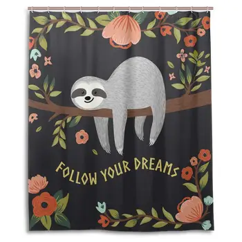 Funny Sloth On Tree Cute Animal Shower Curtain Polyester Waterproof, Sloths Follow Your Dreams Bath Room Shower Curtain Set with
Funny Sloth On Tree Cute Animal Shower Curtain Polyester Waterproof, Sloths Follow Your Dreams Bath Room Shower Curtain Set with