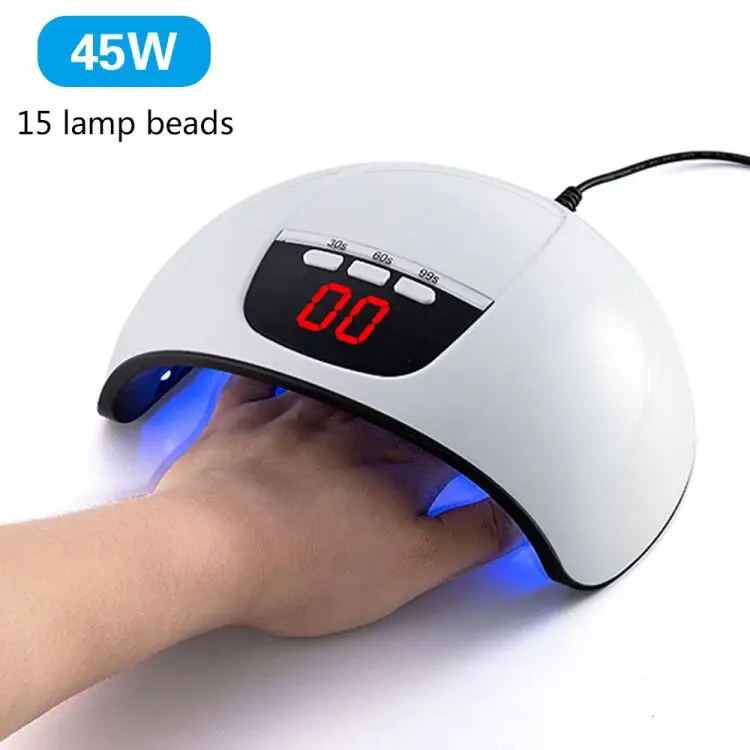 45W Nail Lamp M1 UV LED For Nail Dryer Smart Infrared Sensor 30/60/99 Timer LCD 15LEDs Double Light Source Suitable For All Gels
45W Nail Lamp M1 UV LED For Nail Dryer Smart Infrared Sensor 30/60/99 Timer LCD 15LEDs Double Light Source Suitable For All Gels
