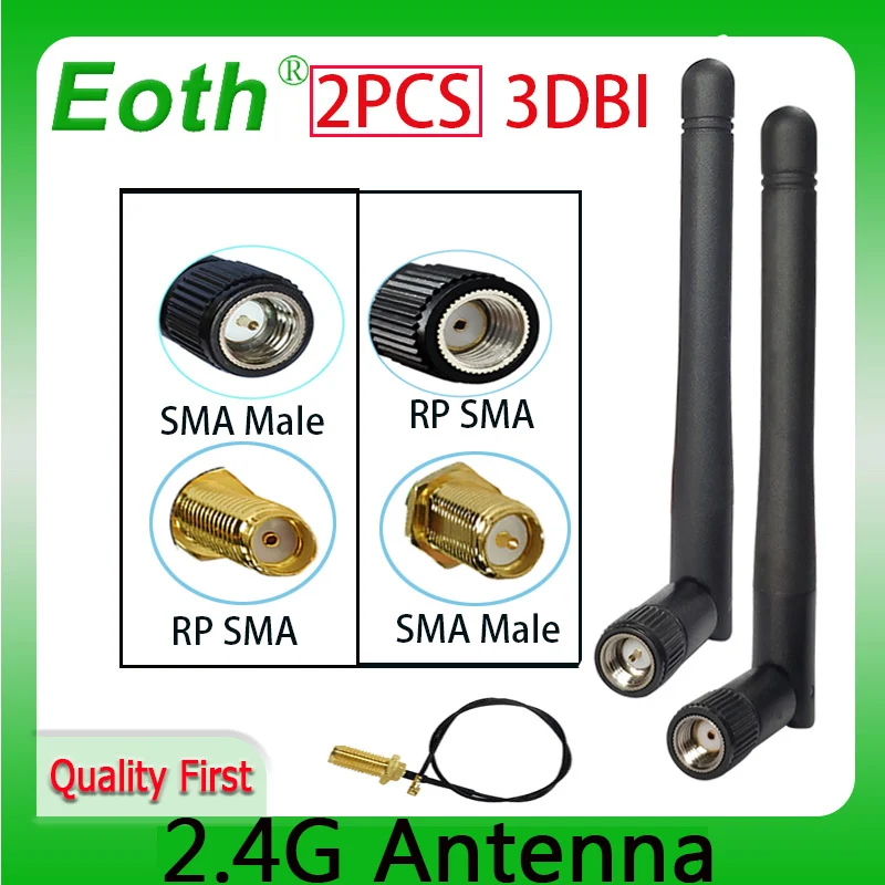 2.4GHz wifi antenna RP-SMA 2pcs Male Connector 3dBi Wi fi 2.4G Antena IOT + IPX to RP-SMA Jack Male Extension Cord Pigtail Cable
2.4GHz wifi antenna RP-SMA 2pcs Male Connector 3dBi Wi fi 2.4G Antena IOT + IPX to RP-SMA Jack Male Extension Cord Pigtail Cable