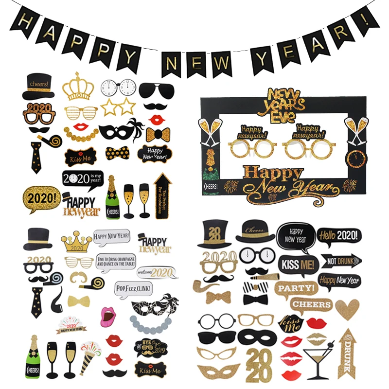 2020 Happy New Year Photo Booth Frame Props Eve Party Decoration Glasses Mustache Photobooth Navidad Noel Event Party Supplies
2020 Happy New Year Photo Booth Frame Props Eve Party Decoration Glasses Mustache Photobooth Navidad Noel Event Party Supplies