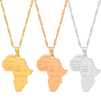 

Anniyo Africa Map Pendant Necklace Women Men Silver Color/Gold Color Ethiopian Jewelry Wholesale African Map Hiphop Item #132106