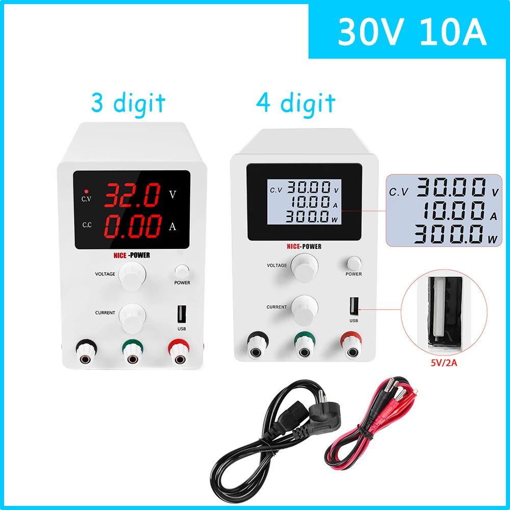 30V 10A Mini LCD Screen Adjustable Laboratory Power Supply Unit Switching Bench Source Digital Voltage Stabilizer 0.001A
30V 10A Mini LCD Screen Adjustable Laboratory Power Supply Unit Switching Bench Source Digital Voltage Stabilizer 0.001A