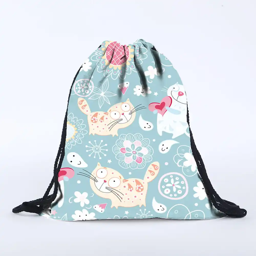 women drawstring backpack shopping bag cotton canvas travel