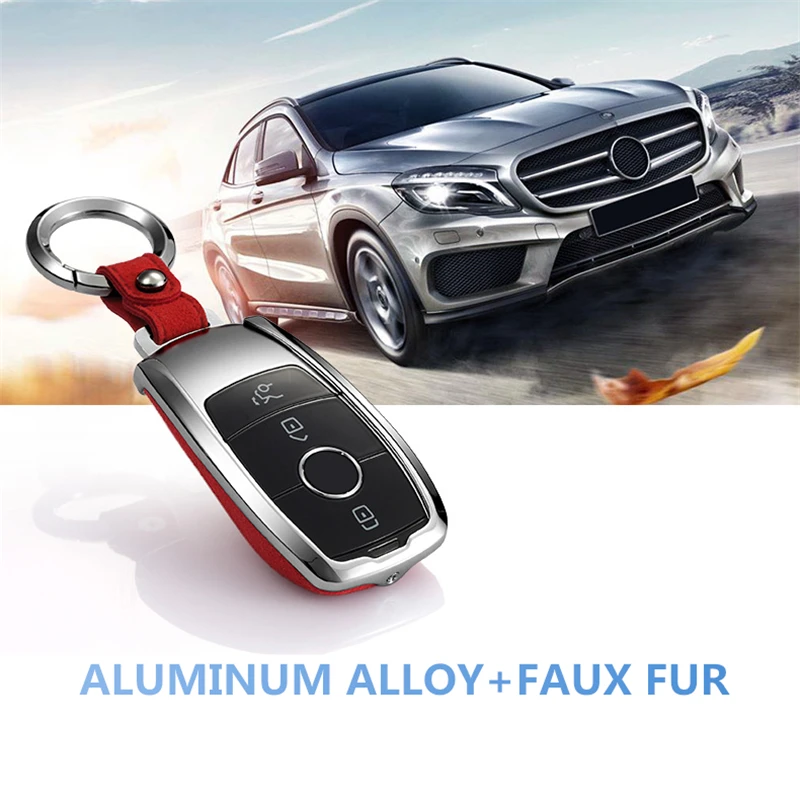 Искусственный Флип Меховой чехол для ключей автомобиля Mercedes-BenzW204 GLC260 C200CLA GLA200 W177