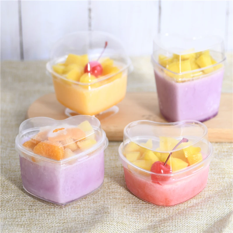 50pcs High quality heart shape transparent pudding cup DIY dessert decoration ice cream cake plastic cups with covers 140ml
50pcs High quality heart shape transparent pudding cup DIY dessert decoration ice cream cake plastic cups with covers 140ml