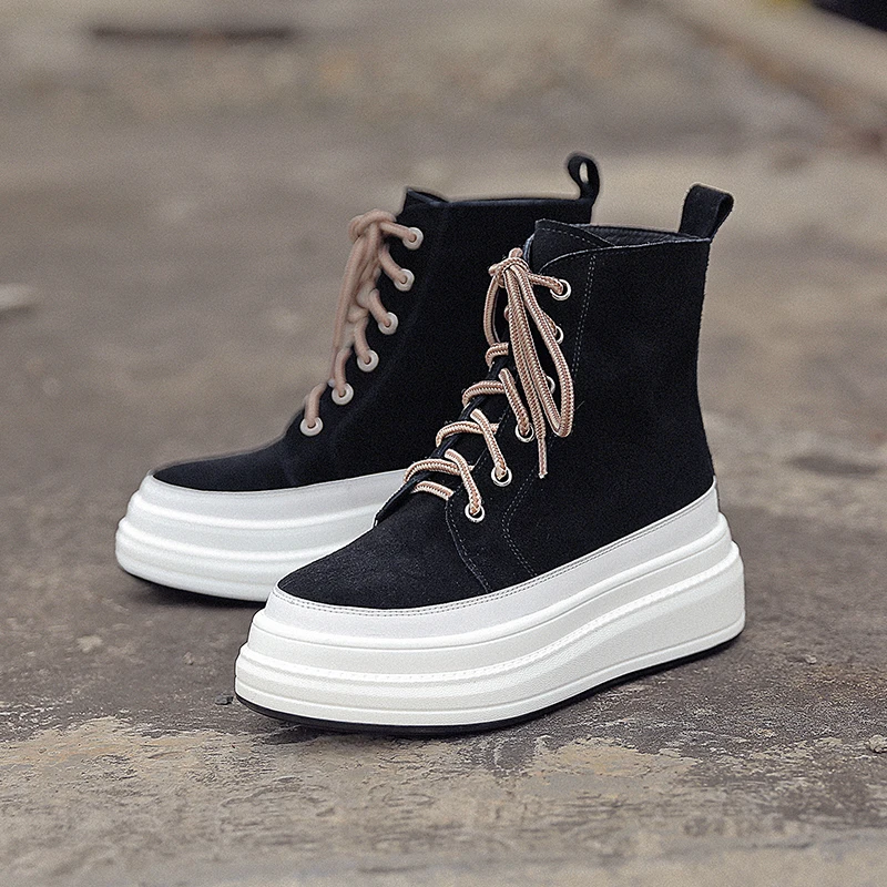 Women's genuine suede leather lace-up platform flats aankle boots leisure punk autumn short booties high quality boots shoes hot
Women's genuine suede leather lace-up platform flats aankle boots leisure punk autumn short booties high quality boots shoes hot