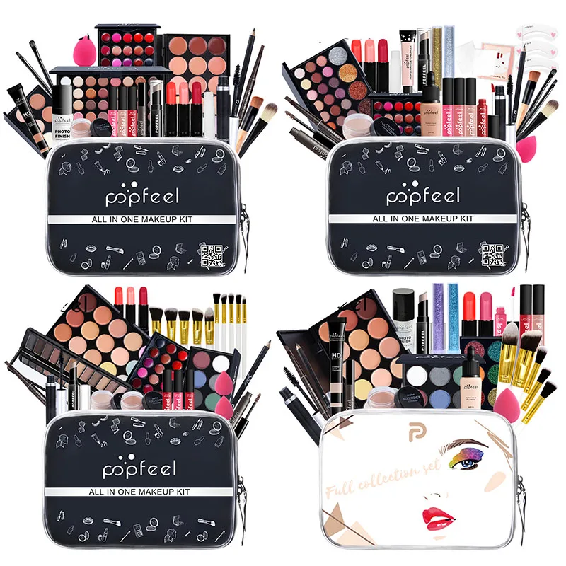 POPFEEL Multi-Purpose All-in-One Makeup Gift Set / Lip Gloss Blush Brush Eyeshadow Foundation Bag | Красота и здоровье