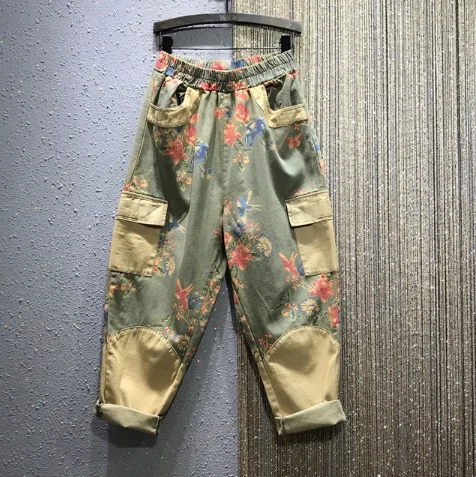 2020 Summer New Elastic Waist Loose and Plus-sized Casual Pants Female Cool Printing Color Matching Large Pocket Harlan Pants
2020 Summer New Elastic Waist Loose and Plus-sized Casual Pants Female Cool Printing Color Matching Large Pocket Harlan Pants