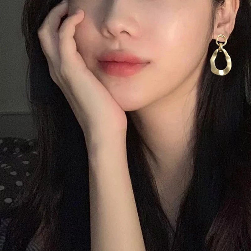 MENGJIQIAO-Japan-New-Chic-Vintage-Matte-Metal-Double-Circle-Drop-Earrings-For-Women-Fashion-Geometric-Party (1)